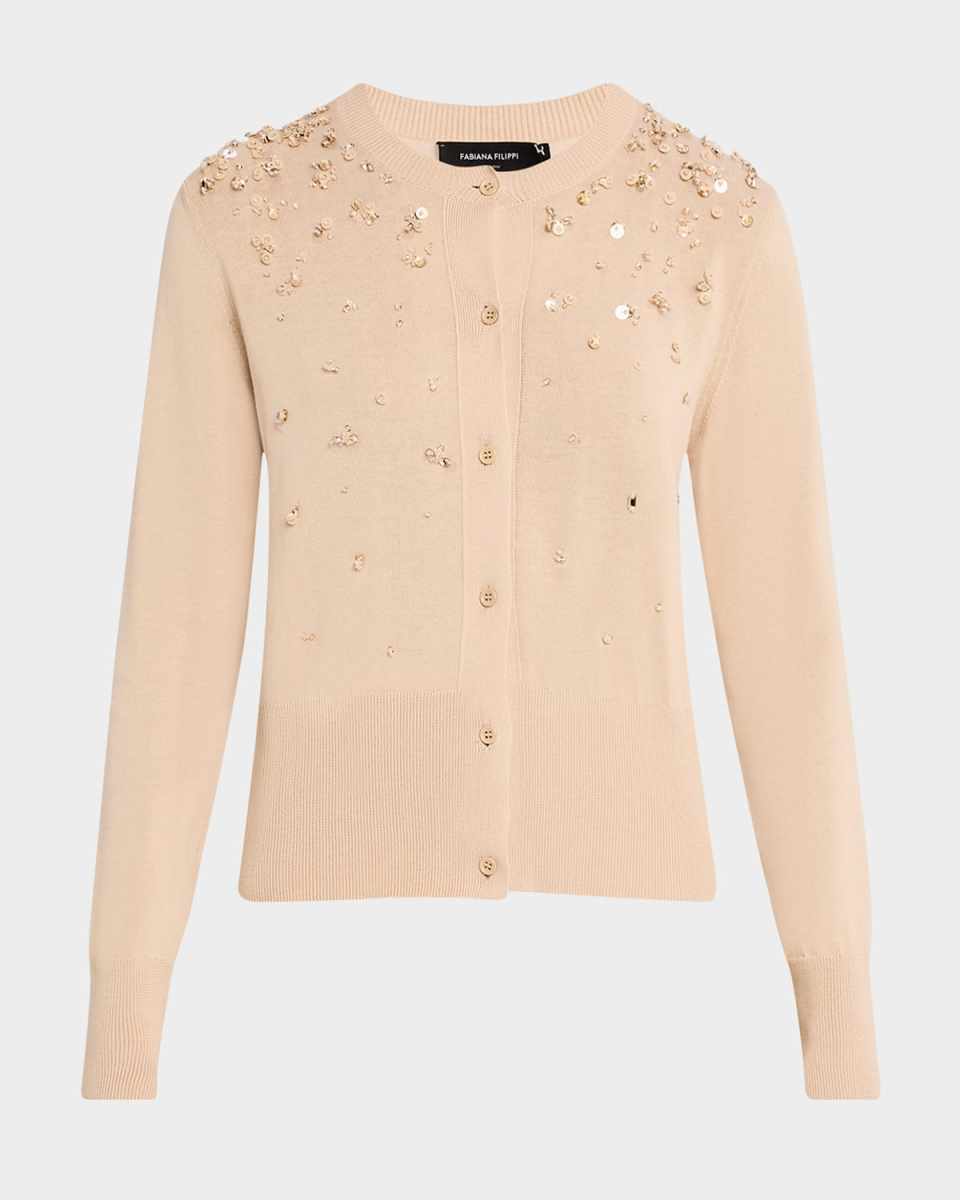 Crewneck Sequin Degrade Cardigan